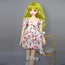 22 inch Height Girl Doll with Dress Shoes Green Wigs Glitter Eyes Full Set Toy