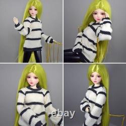 22 inch Height Girl Doll with Sweater Pants Shoes Wigs Full Set BJD Doll DIY Toy