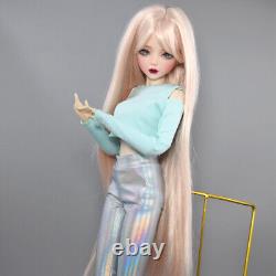 22 inch Large Female Doll Glitter Blue Eyes Clothes Pants Shoe Wigs Full Set Toy