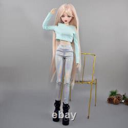 22 inch Large Female Doll Glitter Blue Eyes Clothes Pants Shoe Wigs Full Set Toy