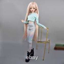 22 inch Large Female Doll Glitter Blue Eyes Clothes Pants Shoe Wigs Full Set Toy