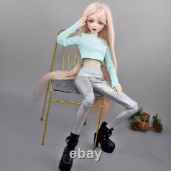 22 inch Large Female Doll Glitter Blue Eyes Clothes Pants Shoe Wigs Full Set Toy