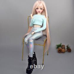 22 inch Large Female Doll Glitter Blue Eyes Clothes Pants Shoe Wigs Full Set Toy