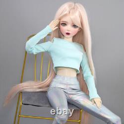 22 inch Large Female Doll Glitter Blue Eyes Clothes Pants Shoe Wigs Full Set Toy