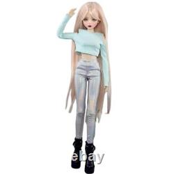 22 inch Large Female Doll Glitter Blue Eyes Clothes Pants Shoe Wigs Full Set Toy