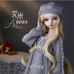 24 1/3 BJD Doll Girl Dolls Full Set Outfits Clothes Shoes Face Makeup Hair Toys