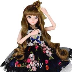 24 in Height Girl Doll Toy Full Set Joints Body Head Face Makeup Dress Shoe Wigs