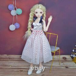 24 inch Cute Girl Doll + Long Dress Shoe Blonde Wigs Upgrade Makeup Full Set Toy