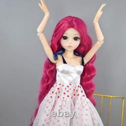 24 inch Girl Doll Toy Long Curly Hair Wigs Mechanical Makeup Dress Shoe Full Set