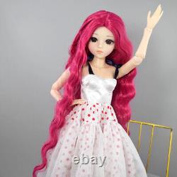 24 inch Girl Doll Toy Long Curly Hair Wigs Mechanical Makeup Dress Shoe Full Set