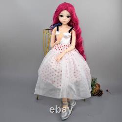 24 inch Girl Doll Toy Long Curly Hair Wigs Mechanical Makeup Dress Shoe Full Set