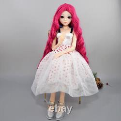 24 inch Girl Doll Toy Long Curly Hair Wigs Mechanical Makeup Dress Shoe Full Set