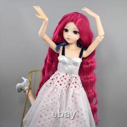 24 inch Girl Doll Toy Long Curly Hair Wigs Mechanical Makeup Dress Shoe Full Set