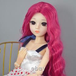 24 inch Girl Doll Toy Long Curly Hair Wigs Mechanical Makeup Dress Shoe Full Set