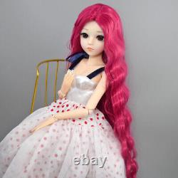 24 inch Girl Doll Toy Long Curly Hair Wigs Mechanical Makeup Dress Shoe Full Set