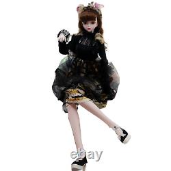 24 inch Large Girl Doll Brown Rooted Hair Removable Clothes Shoes Full Set Toy