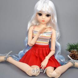 24 inch Large Girl Doll and Curly Gradient Wigs Vest Dress Shoes Full Set Toy