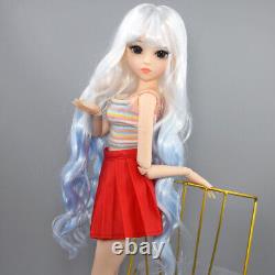 24 inch Large Girl Doll and Curly Gradient Wigs Vest Dress Shoes Full Set Toy