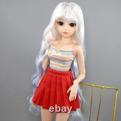 24 inch Large Girl Doll and Curly Gradient Wigs Vest Dress Shoes Full Set Toy