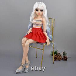 24 inch Large Girl Doll and Curly Gradient Wigs Vest Dress Shoes Full Set Toy