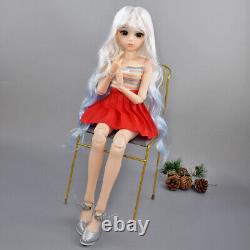 24 inch Large Girl Doll and Curly Gradient Wigs Vest Dress Shoes Full Set Toy