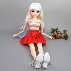 24 inch Large Girl Doll and Curly Gradient Wigs Vest Dress Shoes Full Set Toy