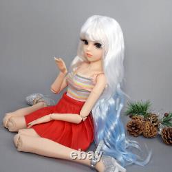 24 inch Large Girl Doll and Curly Gradient Wigs Vest Dress Shoes Full Set Toy