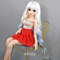 24 inch Large Girl Doll and Curly Gradient Wigs Vest Dress Shoes Full Set Toy