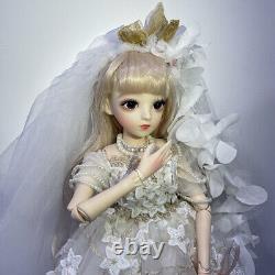 24in 1/3 BJD Doll Girl Upgrade Makeup Eyes Wigs Wedding Dress Shoes Full Set Toy