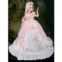 24in Girl Doll 1/3 BJD Doll with Pink Wigs Princess Wedding Dress Full Set Toy