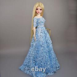 56cm Height Girl Doll Toy Elegant Full Set Dress Shoes Long Blonde Wigs BJD Doll