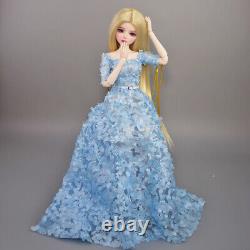 56cm Height Girl Doll Toy Elegant Full Set Dress Shoes Long Blonde Wigs BJD Doll