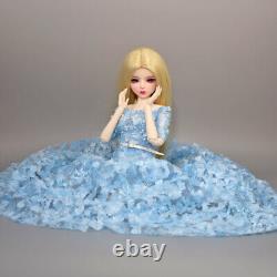 56cm Height Girl Doll Toy Elegant Full Set Dress Shoes Long Blonde Wigs BJD Doll