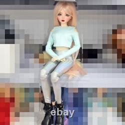 56cm Large Female Doll with Glitter Blue Eyes Clothes Pants Shoe Wigs Full Set Toy