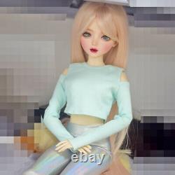 56cm Large Female Doll with Glitter Blue Eyes Clothes Pants Shoe Wigs Full Set Toy