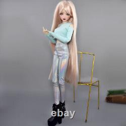 56cm Large Female Doll with Glitter Blue Eyes Clothes Pants Shoe Wigs Full Set Toy