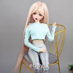 56cm Large Female Doll with Glitter Blue Eyes Clothes Pants Shoe Wigs Full Set Toy