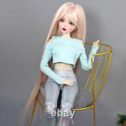 56cm Large Female Doll with Glitter Blue Eyes Clothes Pants Shoe Wigs Full Set Toy