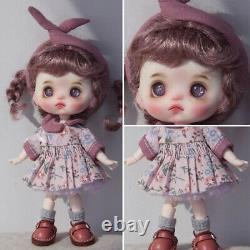 6 1/12 BJD Doll 15cm Resin Head Girl Full Set Dress Shoes Movable Eyes Gift Toy