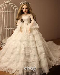 60cm 1/3 BJD Ball Jointed Doll Bride Wedding Dress Face Makeup Full Set Xmas Toy