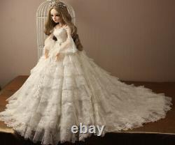 60cm 1/3 BJD Ball Jointed Doll Bride Wedding Dress Face Makeup Full Set Xmas Toy