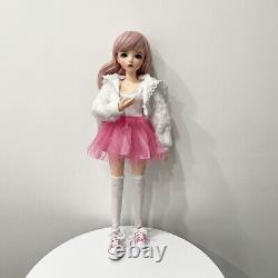 60cm 1/3 BJD Doll Ball Jointed Girl Doll Full Set Pink Dress Outfit Kid Toy Gift