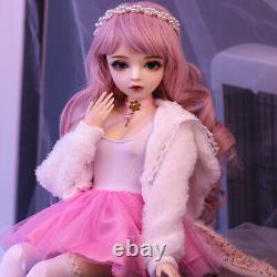 60cm 1/3 BJD Doll Ball Jointed Girl Doll Full Set Pink Dress Outfit Kid Toy Gift