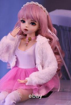 60cm 1/3 BJD Doll Ball Jointed Girl Doll Full Set Pink Dress Outfit Kid Toy Gift