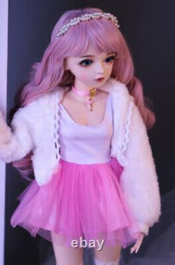 60cm 1/3 BJD Doll Ball Jointed Girl Doll Full Set Pink Dress Outfit Kid Toy Gift