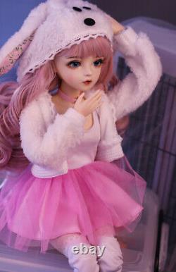 60cm 1/3 BJD Doll Ball Jointed Girl Doll Full Set Pink Dress Outfit Kid Toy Gift