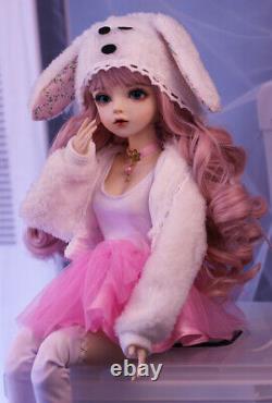 60cm 1/3 BJD Doll Ball Jointed Girl Doll Full Set Pink Dress Outfit Kid Toy Gift