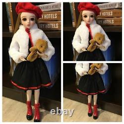 60cm 1/3 BJD Doll with Full Set Clothes Hat Assembled Outfits Christmas Gift Toy