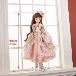 60cm BJD Doll 1/3 Ball Jointed Girl Doll Princess + Full Set Outfit Pretty Toy