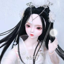 60cm BJD Doll Girls Doll Gifts with Makeup Black Wig Eyes Dress Full Set Kid Toy